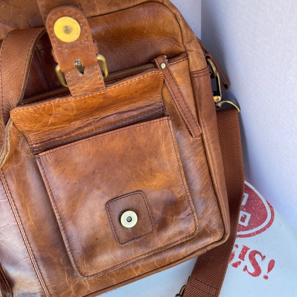 Unisex Rawlings Adjustable Brown Baseball Glove Leather Messenger Bag - Picture 7 of 16